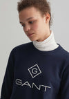 GANT Womens Simple Logo Crew Neck Sweater, Navy