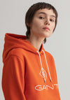 GANT Womens Simple Logo Hoodie, Pumpkin Orange