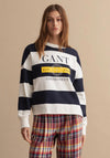 Gant Women's Striped Nautical Crewneck Sweatshirt, Navy & White