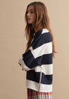 Gant Women's Striped Nautical Crewneck Sweatshirt, Navy & White