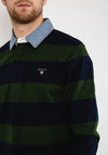 Gant Original Barstripe Long Sleeve Polo Shirt, Storm Green