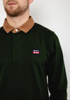 Gant Corduroy Collar Long Sleeve Polo Shirt, Storm Green
