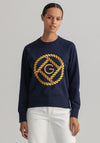 GANT Womens Rope Icon Sweatshirt, Navy & Gold