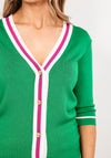 GANT Womens Contrast Trim Short Knit Cardigan, Green