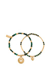 ChloBo Guiding Love Malachite Bracelet Set of 2, Gold