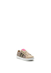 Geox Girls Leopard Lace Up Trainers, Beige