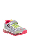 Geox Girls Leather & Mesh Velcro Strap Trainers, Silver