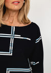 Gerry Weber Stripe Print Stretch Pullover, Navy Multi