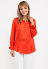 Gerry Weber Satin Pleat Neck Blouse, Red