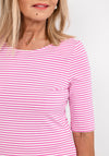 Gerry Weber Narrow Striped T-Shirt, Pink & White