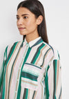 Gerry Weber Organic Cotton Striped Oversize Shirt, Green Multi