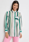 Gerry Weber Organic Cotton Striped Oversize Shirt, Green Multi