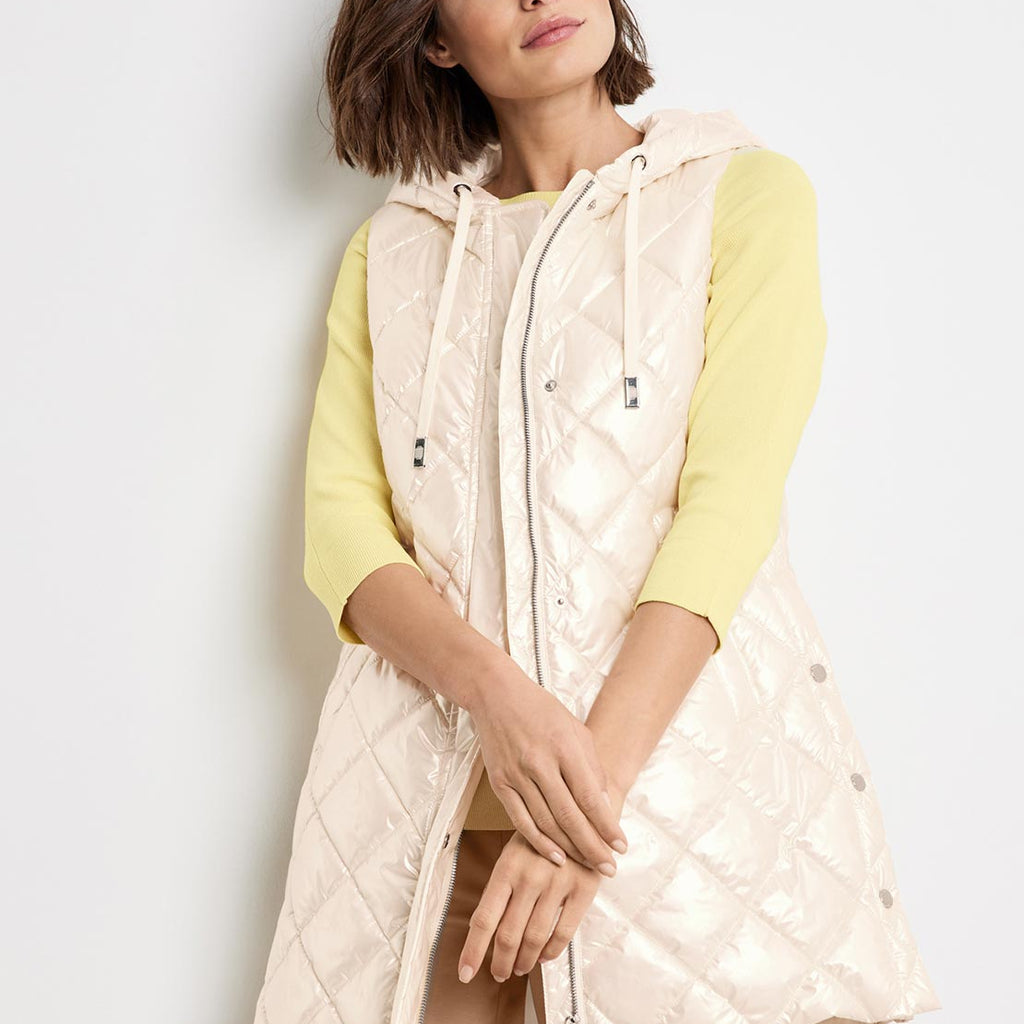 Gerry Weber Long Quilted Gilet, Pearl McElhinneys