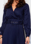 Girl in Mind Elaine Pleated Collared Dress, Navy