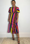 Girl In Mind Britney Colour Block Striped Midi Dress, Multi