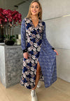 Girl In Mind Kinsley Floral & Leopard Print Mix Wrap Dress, Blue Multi