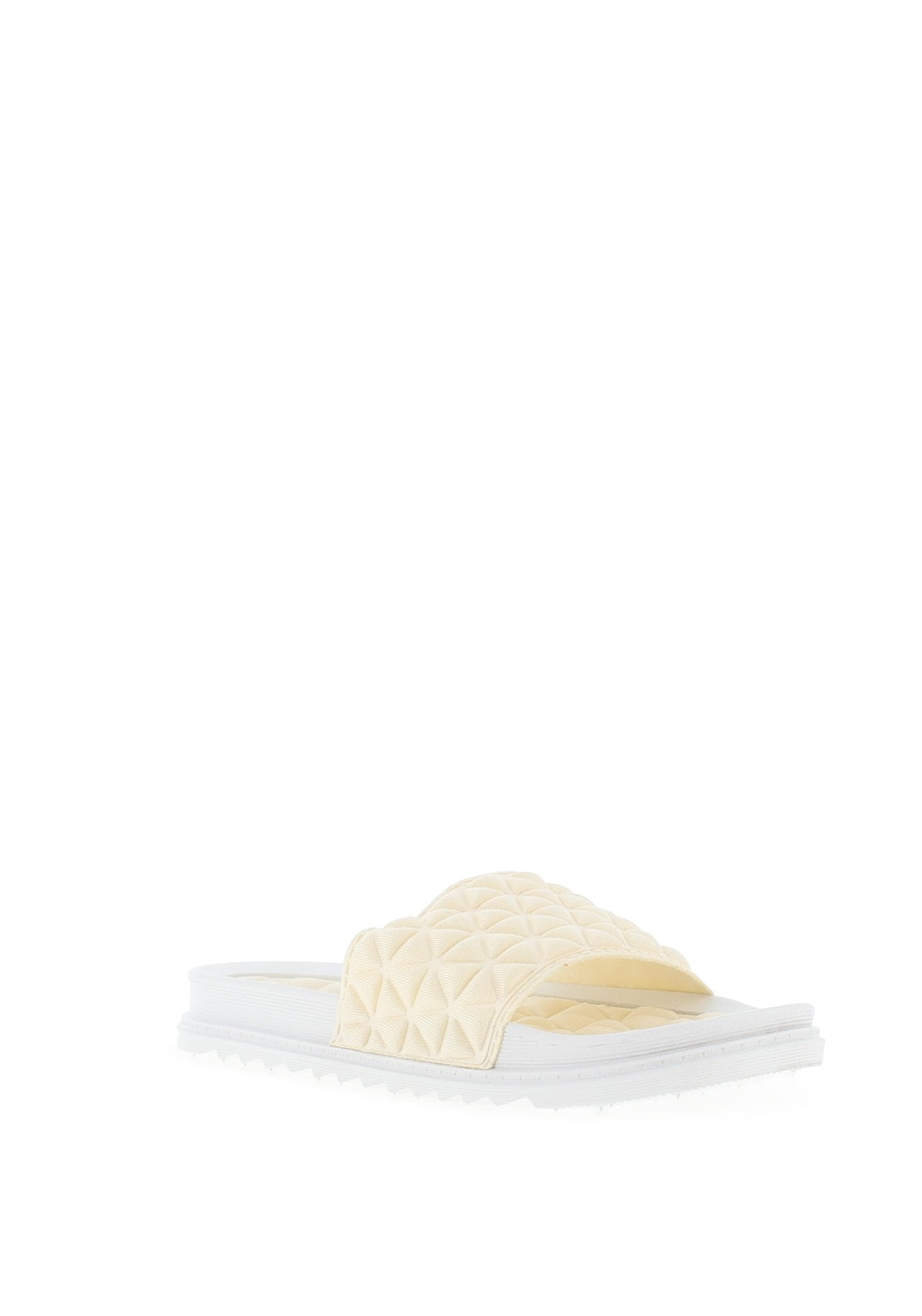 Zen Collection Satin Quilted Slider, White