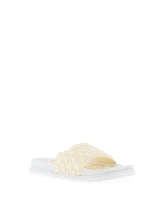 Zen Collection Satin Quilted Slider, White