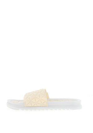 Zen Collection Satin Quilted Slider, White