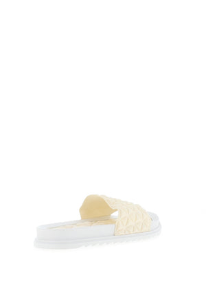 Zen Collection Satin Quilted Slider, White