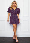 Girl In Mind Elise Puff Sleeve Print Mini Dress, Navy & Pink
