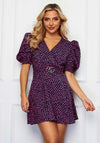 Girl In Mind Elise Puff Sleeve Print Mini Dress, Navy & Pink