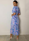Girl in Mind Britney Angel Sleeve Midi Dress, Blue Multi