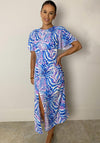 Girl in Mind Britney Angel Sleeve Midi Dress, Blue Multi