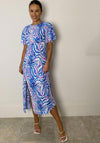 Girl in Mind Britney Angel Sleeve Midi Dress, Blue Multi