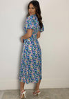 Girl in Mind Lilith Floral Print Puff Sleeve Midi Dress, Blue