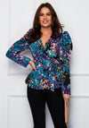 Girl in Mind Raelynn Wrap Top, Green Purple Multi