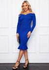 Girl in Mind Sonia Long Sleeve Bardot Midi Dress, Cobalt Blue