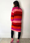 Girl In Mind Candy Love Striped Longline Knit Cardigan, Red Multi