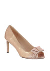 Glamour Penny Bow Peep Toe Heeled Shoes, Rose Gold
