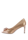 Glamour Penny Bow Peep Toe Heeled Shoes, Rose Gold