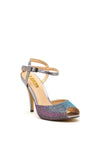 Glamour Jasmine Glitter Peep Toe Heeled Sandals, Purple