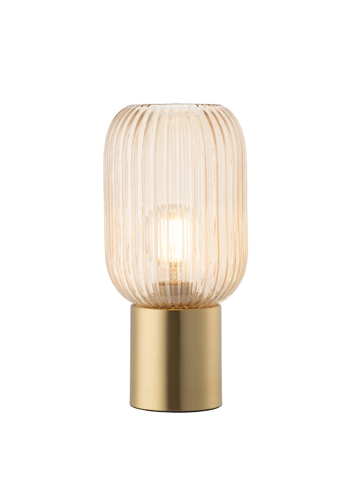 Galway Crystal Amber Fluted Glass Table Lamp