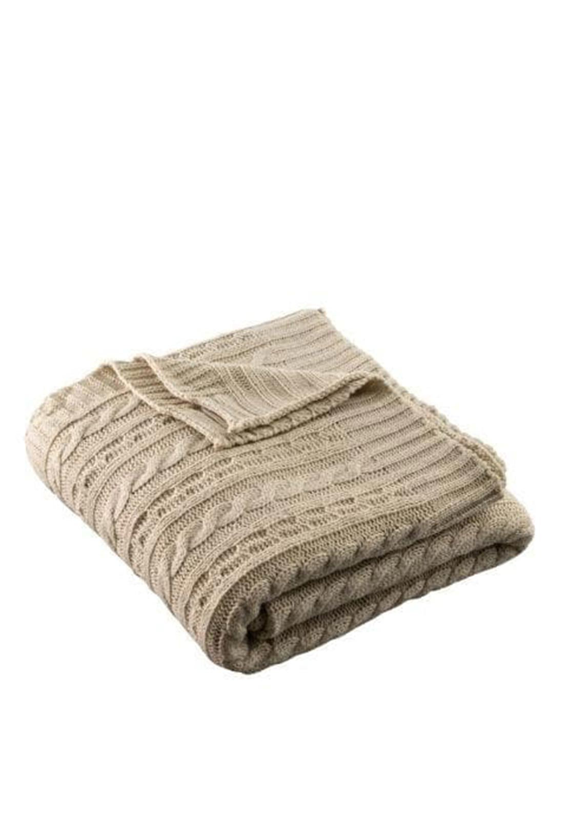Galway Crystal Aran Knit Throw, Warm Grey