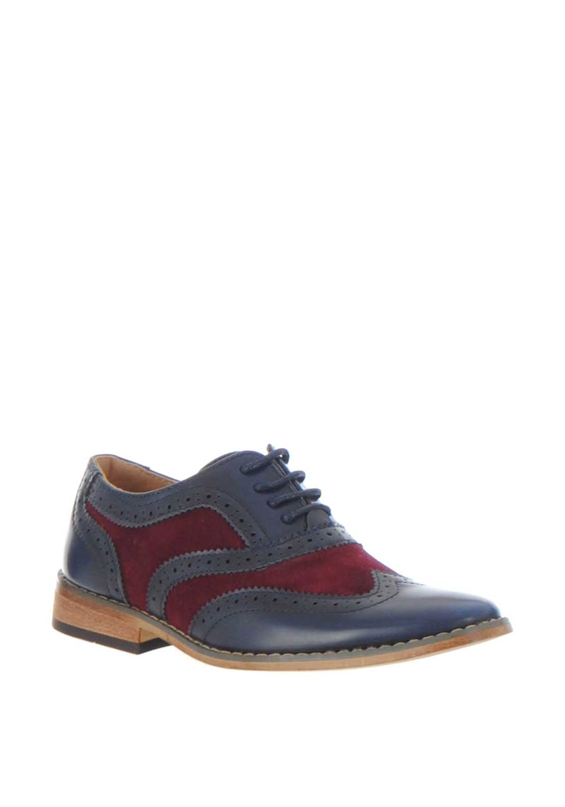 Goor Contrast Formal Brogue Shoes, Navy