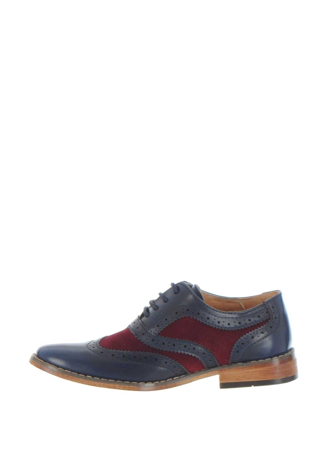 Goor Contrast Formal Brogue Shoes, Navy