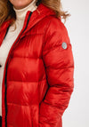 Green Goose High Shine Quilted Long Coat, Red