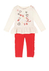 Guess Baby Girl Frill Top and Legging Set, Red
