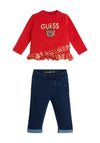 Guess Baby Girl Top and Jegging Set, Red