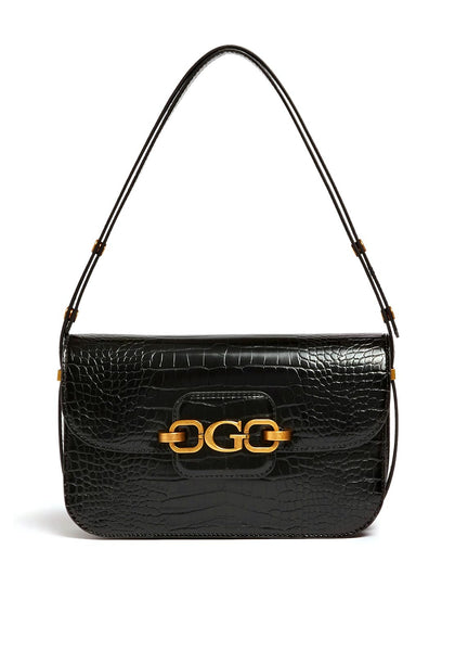 Guess Hensely Croc Convertible Shoulder Bag, Black McElhinneys