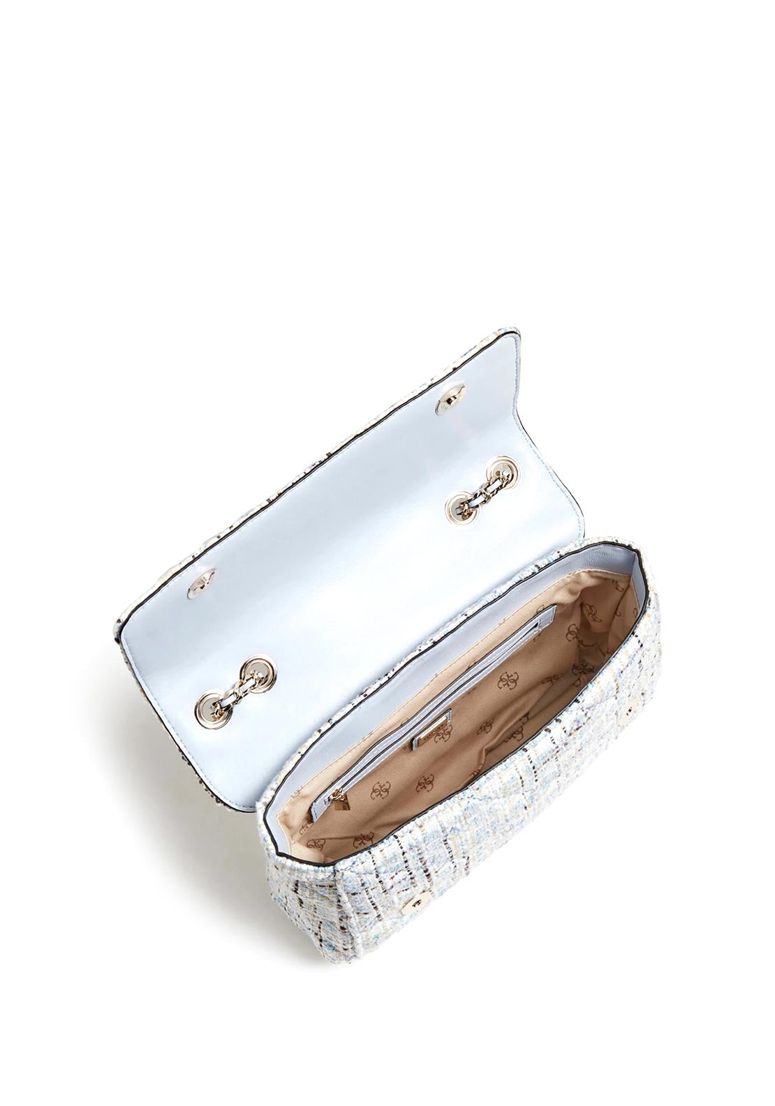 Guess Cessily Tweed Crossbody Bag, Pale Cloud