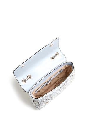 Guess Cessily Tweed Crossbody Bag, Pale Cloud