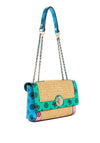 Guess Always Woven Colour Block Bag, Green Multi