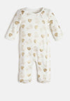 Guess Baby Bear Print Long Sleeve Babygrow, Cream/Gold