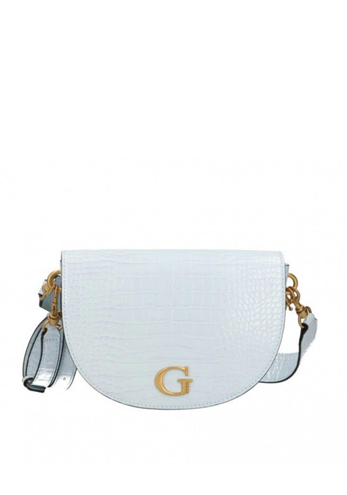 Guess Danna Croc Print Saddle Bag, Blue