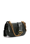Guess Raffie Croc Print Crossbody Bag, Black